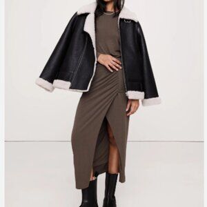 Banana Republic Luxe Wool-Blend Maxi Skirt - Sycamore Brown - NWT - Small